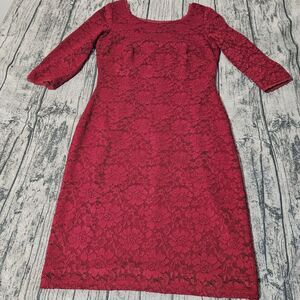 Eliza J Textured Mini Fit & Flare Dress Womens  2Purple 3/4‎ Sleeve Mermaid LACE